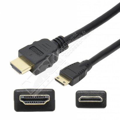 HDMI A-Male to Mini HDMI Male Cable High Speed w/Ethernet, Black (Choose Length)