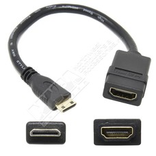 8" HDMI A V1.4 Female to HDMI C Mini Male Adapter, Black