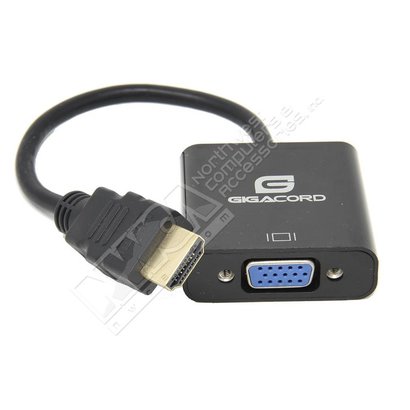 Gigacord 8" HDMI Video to VGA Converter, HDMI Male to VGA Female, Black
