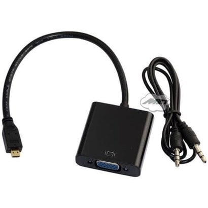 HDMI Micro Male to VGA Female Video Converter Adapter + 3.5mm Audio Cable PC