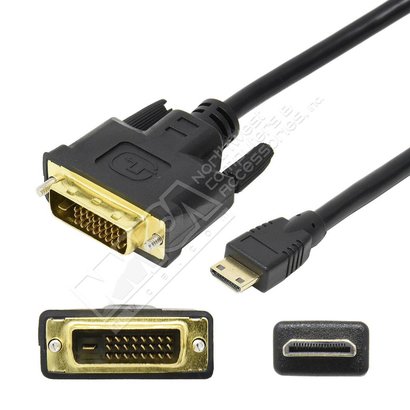 HDMI C Mini Male to DVI-D Male Cable, Black (Choose Length)
