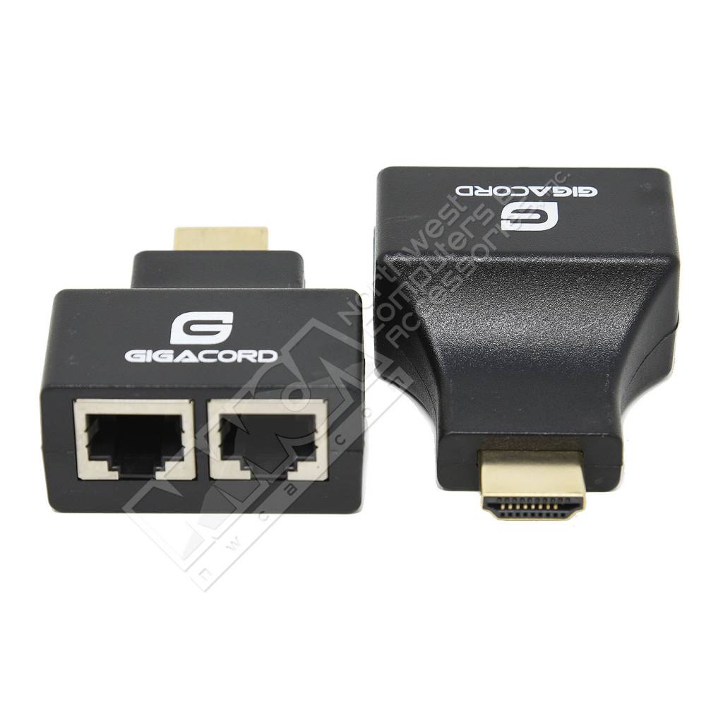 Gnide konstant skovl Gigacord HDMI Over RJ45 CAT6 UTP LAN Ethernet Balun Extender Repeater  Adapter, Up to 15 Meters (50 Feet) 1080p (1 Transmitter, 1 Receiver  Included) **Note: Cat6 wire only** - NWCA Inc.