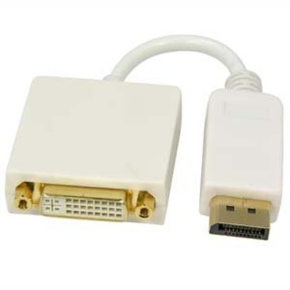 8" DisplayPort Male to DVI Female Converter Adapter, White