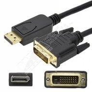 Displayport V1.2 to DVI Cable, Black (Choose Length)