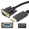 DisplayPort V1.2 Male to VGA HD-15 Male Cable, Black (Choose Length)