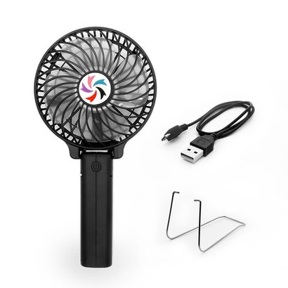 Portable USB Mini Battery Fans with Umbrella Hanging and Metal Clip (Black)