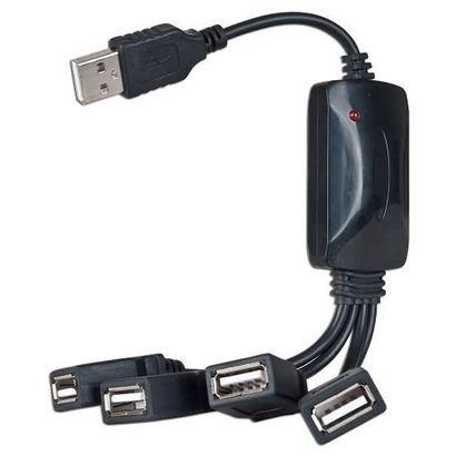 VIBE Axcess 4-Port Passive Non-powered USB 2.0 Breakout Hub (Black)