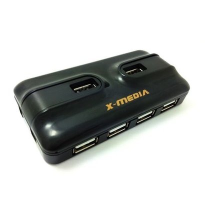 X-MEDIA XM-UB2007A 7-Ports USB2.0 Hub with Power Supply, Black