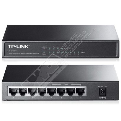 TP-Link TP-LINK TL-SF1008P 10/100Mbps 8-Port PoE Switch, 4 PoE Ports, Metal case