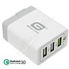 Gigacord Gigacord 3-Port QC 3.0 USB Travel Wall Charger, Foldable Plug, White (Qualcom Quick Rapid Charge Technology)