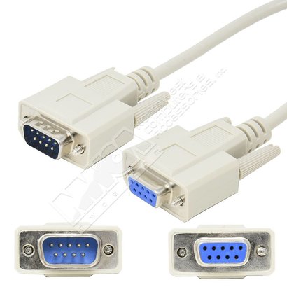DB9 RS232 Male to Female Serial Cable, Ivory (1 - 100ft.)