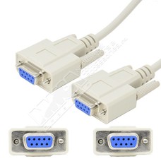 DB9 RS232 Female to Female Serial Cable, Ivory (Choose Length)