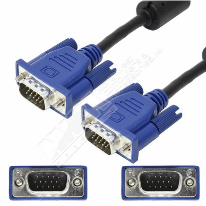Standard Replacement SVGA VGA Video Monitor LCD 15-pin D-Sub Male Male Cable, Black with Blue Connectors, with Ferrites (Choose Length)