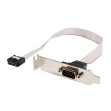 DB9 Serial port on Bracket, Wired straight 2x5pin, 12" Cable