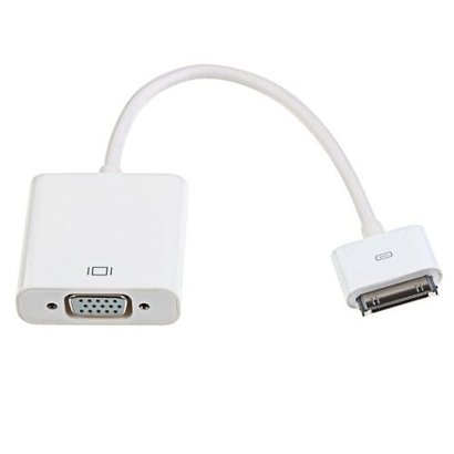 8" iPad/iPhone4/4s 30pin to VGA Female adapter, White