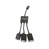 6 inch OTG Micro USB to 3-Port USB Hub Cable Adapter, Black