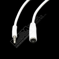 3.5mm 4-Pole Male to Female Auxiliary Extension Audio Stereo Cable Cord for Headphones Mic, White (Choose Length)