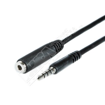3.5mm 4-Pole Male to Female Auxiliary Extension Audio Stereo Cable Cord for Headphones Mic Black (Choose Length)