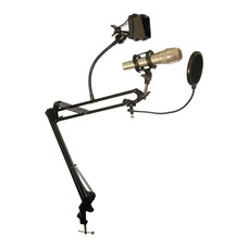 Desktop Microphone Stand With Rotating Phone Holder & Pop-Filter MDS-28