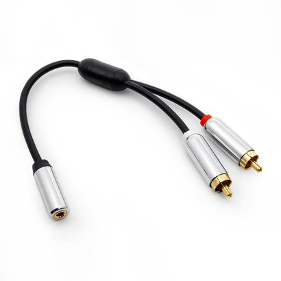 6 Inch 3.5mm Female Stereo Plug to 2xRCA Male Premium Audio Cable
