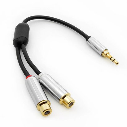 6 Inch 3.5mm Male Stereo Plug to 2xRCA Female Premium Audio Cable