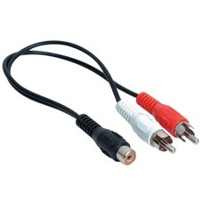 RCA Y Splitter Cable Adapter, (2) RCA Male to (1) RCA Female