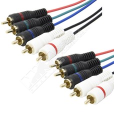 5 RCA Component Video Cable (Red, Green, Blue, Red & White RCA Connectors) (Choose Length)
