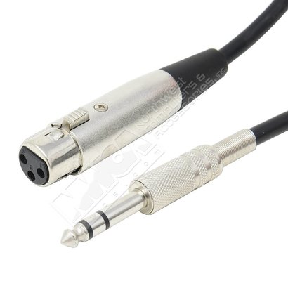 XLR 3P Female to 1/4" Stereo Microphone Cable (6 - 100ft.)