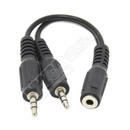 6-inch 3.5mm Splitter Cable Adapter, 2-Male, 1 Female, Black