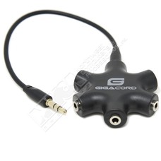 Gigacord Gigacord 6-Way Hub Multi Headphone 3.5mm 3.5" Splitter 6Port Audio Cable Jack Headset Hub Adapter with Cable Black
