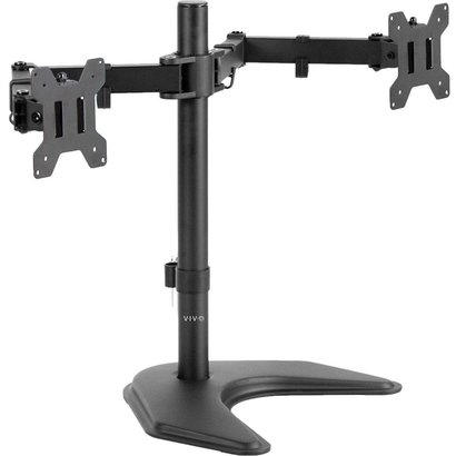 Dual LED LCD Monitor Free Standing Desk Mount with Optional Bolt-through Grommet/Stand Heavy Duty Fully Adjustable fits Two Screens up to 27"