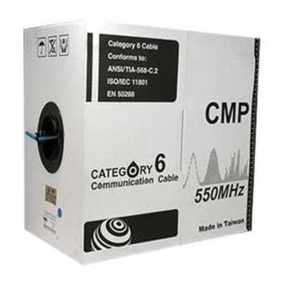 1000Ft Cat.6 Solid Cable Plenum (CMP) Blue 550Mhz 23AWG Solid
