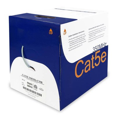 1000Ft Cat.5E Solid Wire Bulk Cable 24AWG CMR Pull Box, Gray