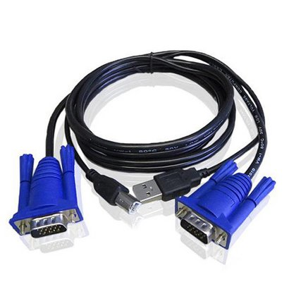 Dtech 4Ft KVM Cable, VGA-Male/USB-A Male to VGA-Male/USB-B Male