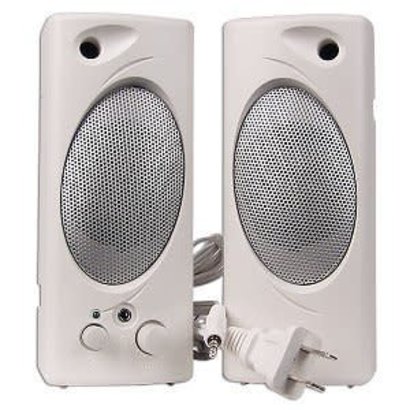 2 pc. Powered Multimedia Computer Speakers 1.5 Watt, White, 3.5mm Stereo