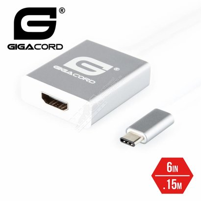 Gigacord Gigacord USB 3.1c Type-c Male to HDMI Female Video Adapter Macbook, Silver