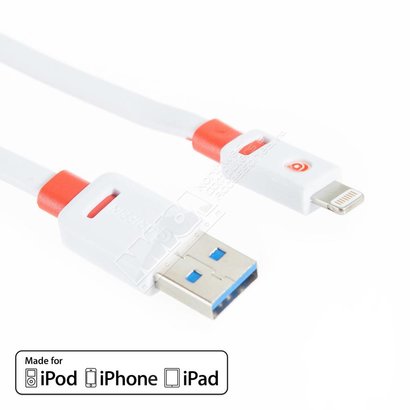 Griffin Griffin 8pin Lightning USB FLAT Sync Charge Transfer Cable, White (Choose Length)