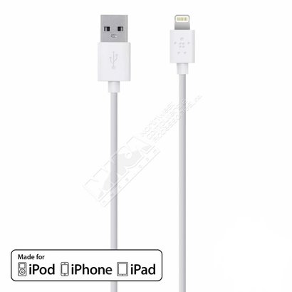 Belkin Belkin 9.8 Foot F8J023BT3M-WHT 9.8' Lightning to USB ChargeSync Cable (White) Apple MFI Certified