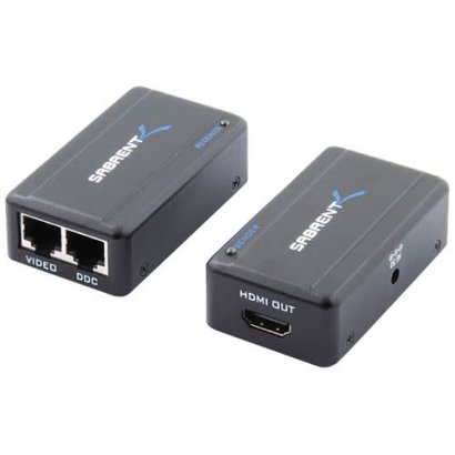 Sabrent HDMI-EXTC HDMI Powered Extension Extender Cable Over Cat5e RJ45 Extender Adapter - HDMI-EXTC with Power Supply