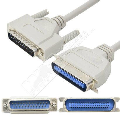 15 Foot Parallel Printer Cable, DB25M/C36M, Molded, Beige