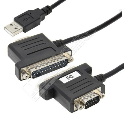 Ultra U12-40958 USB to DB9 and DB25 Parallel Adapter - 6ft, Black