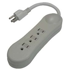 3-Outlet Power Strip, 125VAC 13Amp 0.66Ft