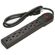 6-Outlet Surge Strip Protector 15 Amp, 90 Joules, Black (Choose Length)