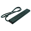 4Ft 6-Outlet Surge Protector 14/3 AWG 300J w/ 2 USB Charging Ports Black