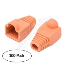 Color Boots for RJ45 Plug Ethernet LAN Network Patch Cable, Orange 100pk