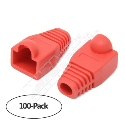 Color Boots for RJ45 Plug Ethernet LAN Network Patch Cable, Red 100pk
