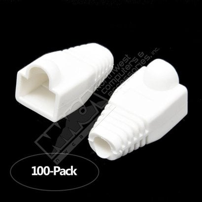 Color Boots for RJ45 Plug Ethernet LAN Network Patch Cable, White 100pk