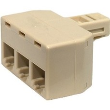 Steren 300-124 RJ11 4-Conductor 3-Line Splitter Adapter - Ivory