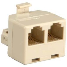 RJ11(6P4C) 1M/2F Modular T Adapter,  Ivory