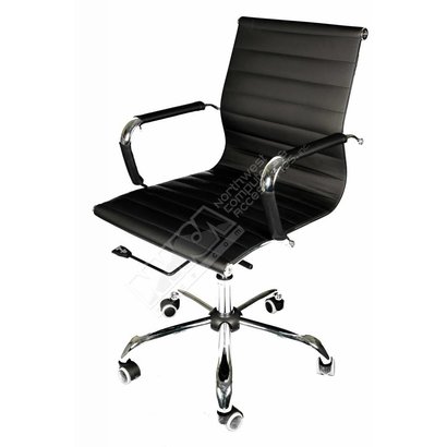 Cryo-PC Black Leather Ergonomic Office Swivel Chair